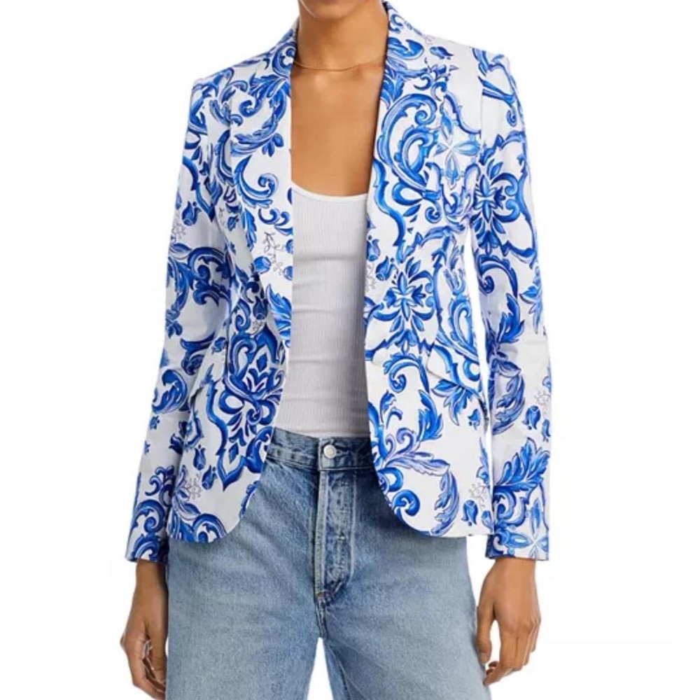 L'AGENCE Blue and Cream Floral Blazer - Picture 7 of 7